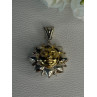 925 Sterling Silver Sun Gold Plated Face Italy Milor Pendant Length 1.60 Inch