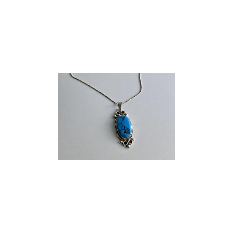 Vintage 925 Sterling Silver Turquoise Chain with Pendant
