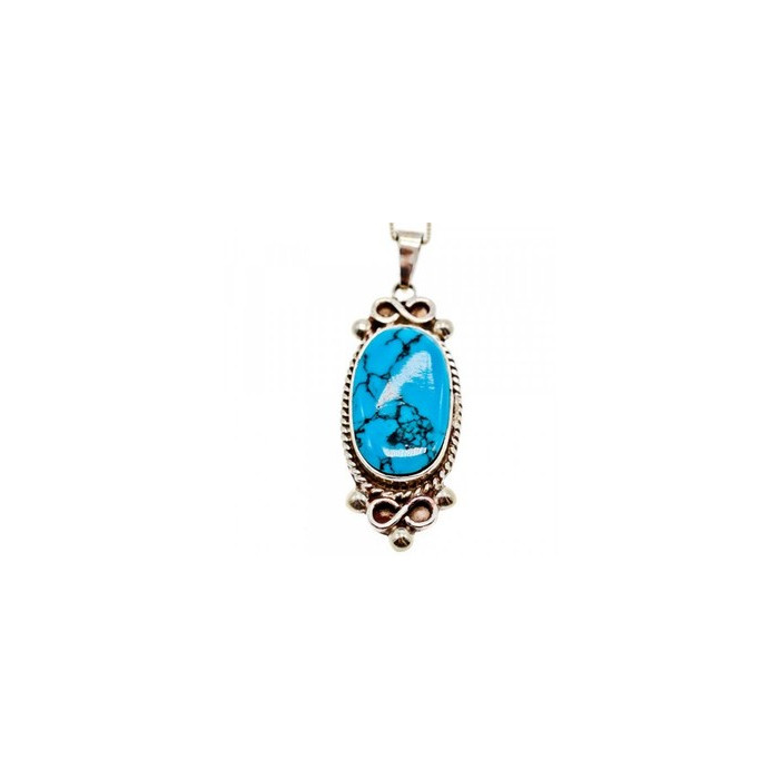 Vintage 925 Sterling Silver Turquoise Chain with Pendant