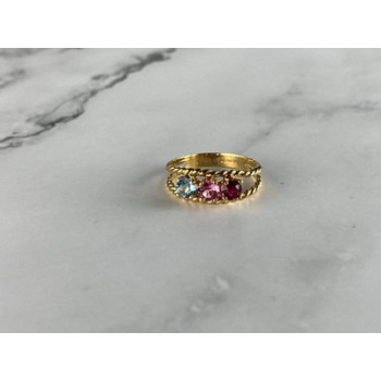 GOLD PLATED RING WITH MULTICOLOR CZ SIZE 6.5