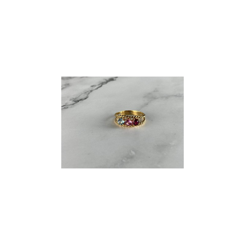 GOLD PLATED RING WITH MULTICOLOR CZ SIZE 6.5