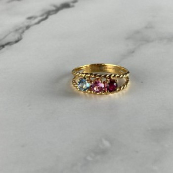 GOLD PLATED RING WITH MULTICOLOR CZ SIZE 6.5