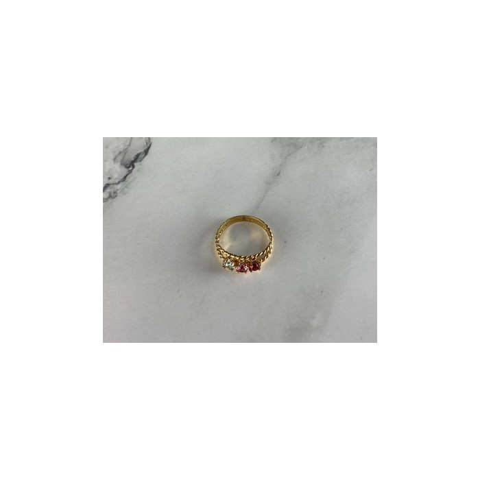 GOLD PLATED RING WITH MULTICOLOR CZ SIZE 6.5