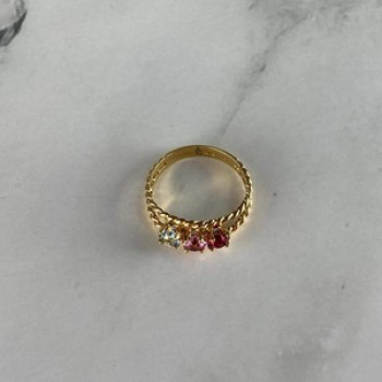 GOLD PLATED RING WITH MULTICOLOR CZ SIZE 6.5