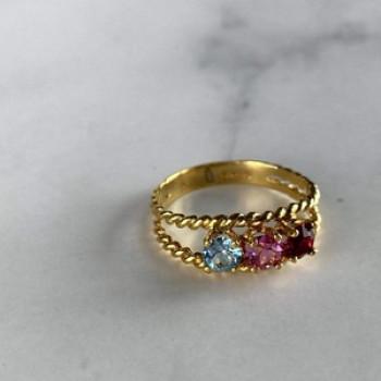 GOLD PLATED RING WITH MULTICOLOR CZ SIZE 6.5