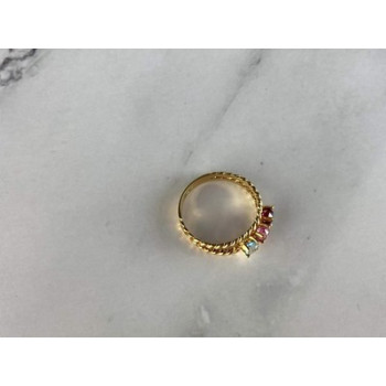 GOLD PLATED RING WITH MULTICOLOR CZ SIZE 6.5