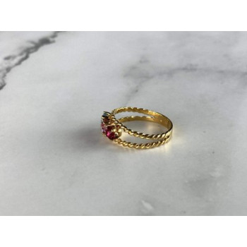 GOLD PLATED RING WITH MULTICOLOR CZ SIZE 6.5