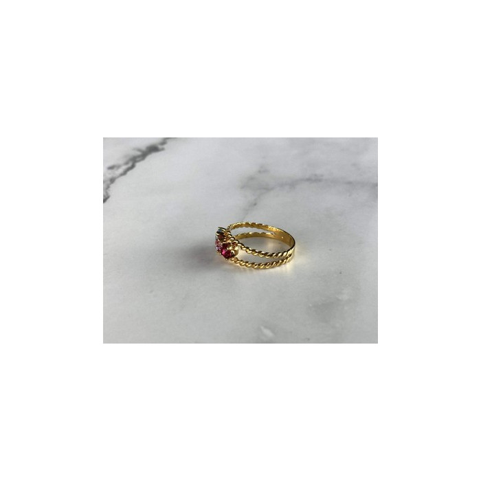 GOLD PLATED RING WITH MULTICOLOR CZ SIZE 6.5