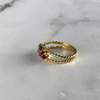 GOLD PLATED RING WITH MULTICOLOR CZ SIZE 6.5