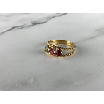 GOLD PLATED RING WITH MULTICOLOR CZ SIZE 6.5