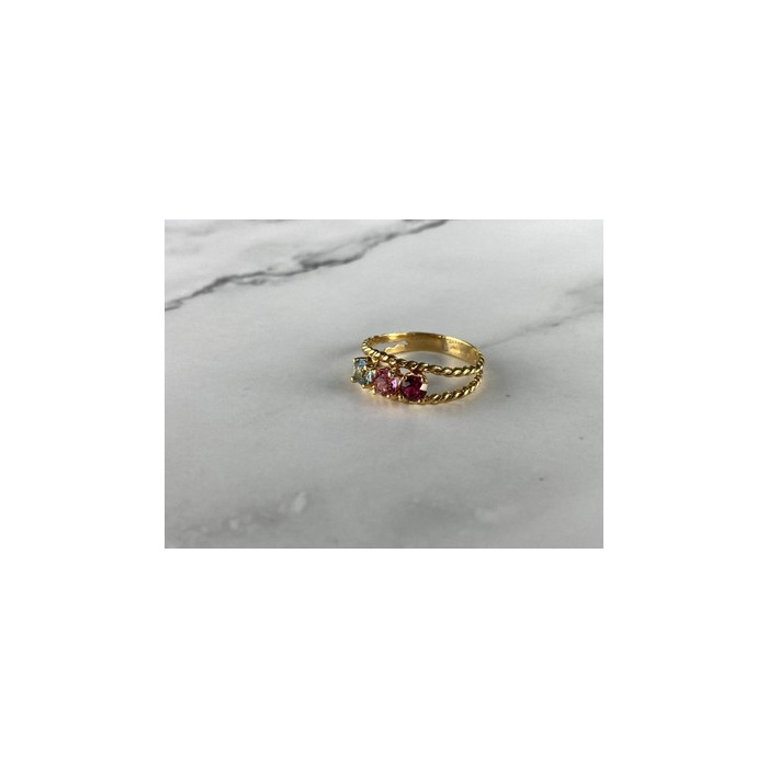 GOLD PLATED RING WITH MULTICOLOR CZ SIZE 6.5