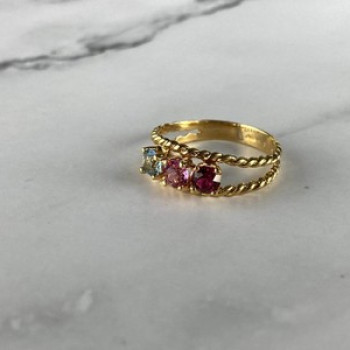 GOLD PLATED RING WITH MULTICOLOR CZ SIZE 6.5
