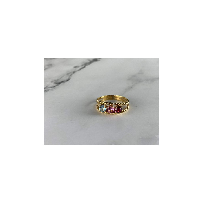GOLD PLATED RING WITH MULTICOLOR CZ SIZE 6.5