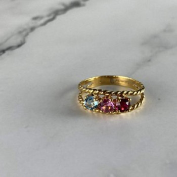 GOLD PLATED RING WITH MULTICOLOR CZ SIZE 6.5