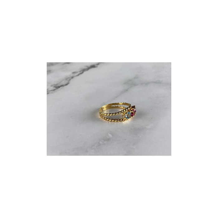 GOLD PLATED RING WITH MULTICOLOR CZ SIZE 6.5