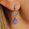 Vintage 925 Sterling Silver Purple Agate & Marcasites Earrings
