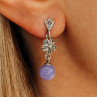 Vintage 925 Sterling Silver Purple Agate & Marcasites Earrings
