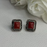 Vintage 925 Sterling Silver Carnelian Earrings Length 0.52 Inch