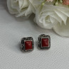 Vintage 925 Sterling Silver Carnelian Earrings Length 0.52 Inch