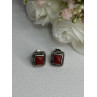 Vintage 925 Sterling Silver Carnelian Earrings Length 0.52 Inch