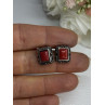 Vintage 925 Sterling Silver Carnelian Earrings Length 0.52 Inch