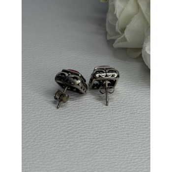 Vintage 925 Sterling Silver Carnelian Earrings Length 0.52 Inch