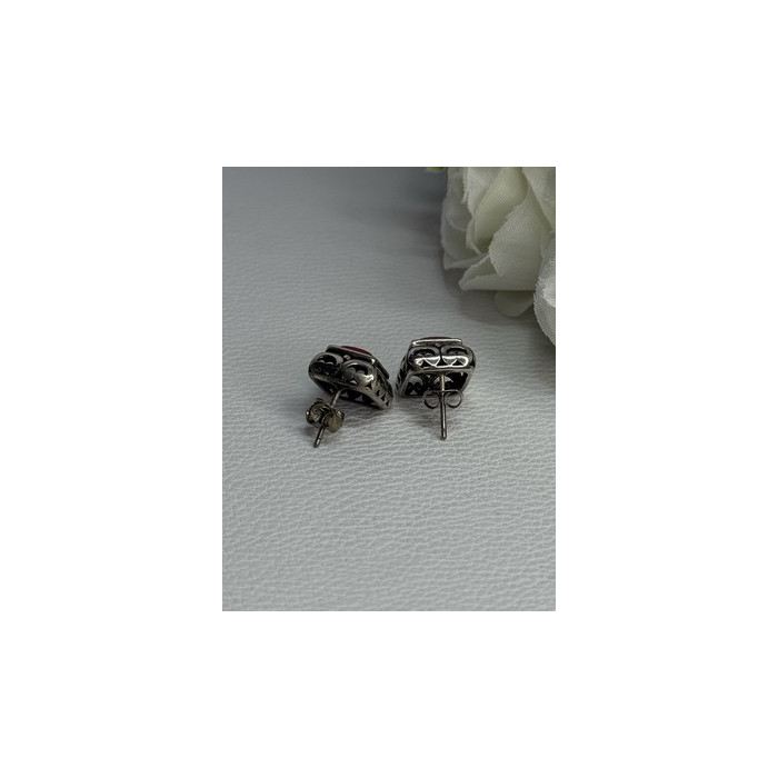 Vintage 925 Sterling Silver Carnelian Earrings Length 0.52 Inch