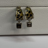 925 Sterling Silver Cowrie Shell & Brown Tourmaline Earrings Length 0.87 Inch