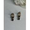 925 Sterling Silver Cowrie Shell & Brown Tourmaline Earrings Length 0.87 Inch