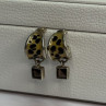 925 Sterling Silver Cowrie Shell & Brown Tourmaline Earrings Length 0.87 Inch