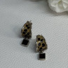 925 Sterling Silver Cowrie Shell & Brown Tourmaline Earrings Length 0.87 Inch