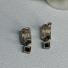 925 Sterling Silver Cowrie Shell & Brown Tourmaline Earrings Length 0.87 Inch