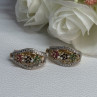925 Sterling Silver Gold Plated Ruby Sapphire Emerald Earrings Length 0.95 Inch