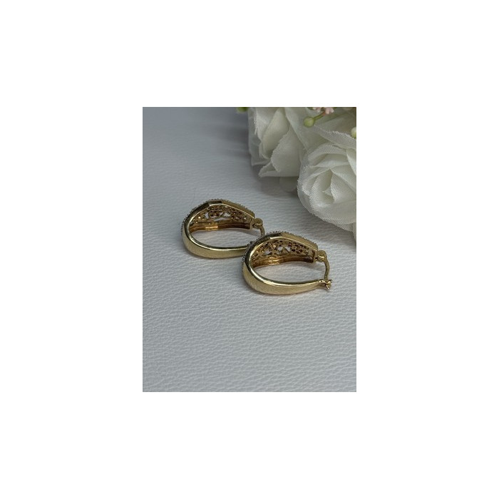 925 Sterling Silver Gold Plated Ruby Sapphire Emerald Earrings Length 0.95 Inch