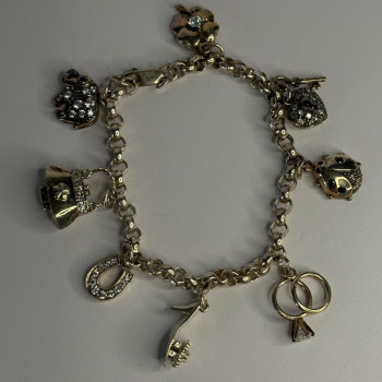925 Sterling Silver Lovely Charms Sapphire CZ Bracelet Length 7