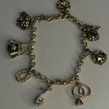 925 Sterling Silver Lovely Charms Sapphire CZ Bracelet Length 7