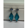 925 Sterling Silver Aquamarine & Moonstone Earrings Length 1.55 Inch