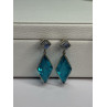 925 Sterling Silver Aquamarine & Moonstone Earrings Length 1.55 Inch