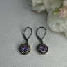 925 Sterling Silver Amethyst & Marcasite Earrings Length 1.12 Inch