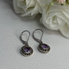925 Sterling Silver Amethyst & Marcasite Earrings Length 1.12 Inch
