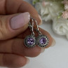 925 Sterling Silver Amethyst & Marcasite Earrings Length 1.12 Inch