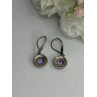 925 Sterling Silver Amethyst & Marcasite Earrings Length 1.12 Inch