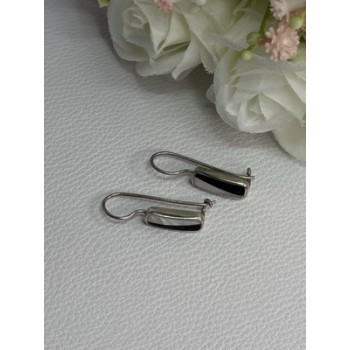 925 STERLING SILVER BLACK ONYX & MOTHER OF PEARL EARRINGS LENGTH 1 INCH