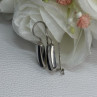 925 Sterling Silver Black Onyx & Mother OF Pearl Earrings Length 1 Inch