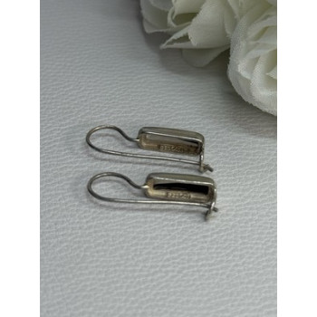 925 STERLING SILVER BLACK ONYX & MOTHER OF PEARL EARRINGS LENGTH 1 INCH