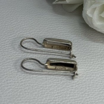 925 Sterling Silver Black Onyx & Mother OF Pearl Earrings Length 1 Inch