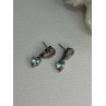 925 Sterling Silver Blue Topaz Heart Earrings Length 0.85 Inch