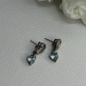 925 Sterling Silver Blue Topaz Heart Earrings Length 0.85 Inch