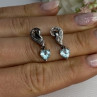 925 Sterling Silver Blue Topaz Heart Earrings Length 0.85 Inch