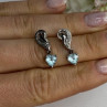 925 Sterling Silver Blue Topaz Heart Earrings Length 0.85 Inch